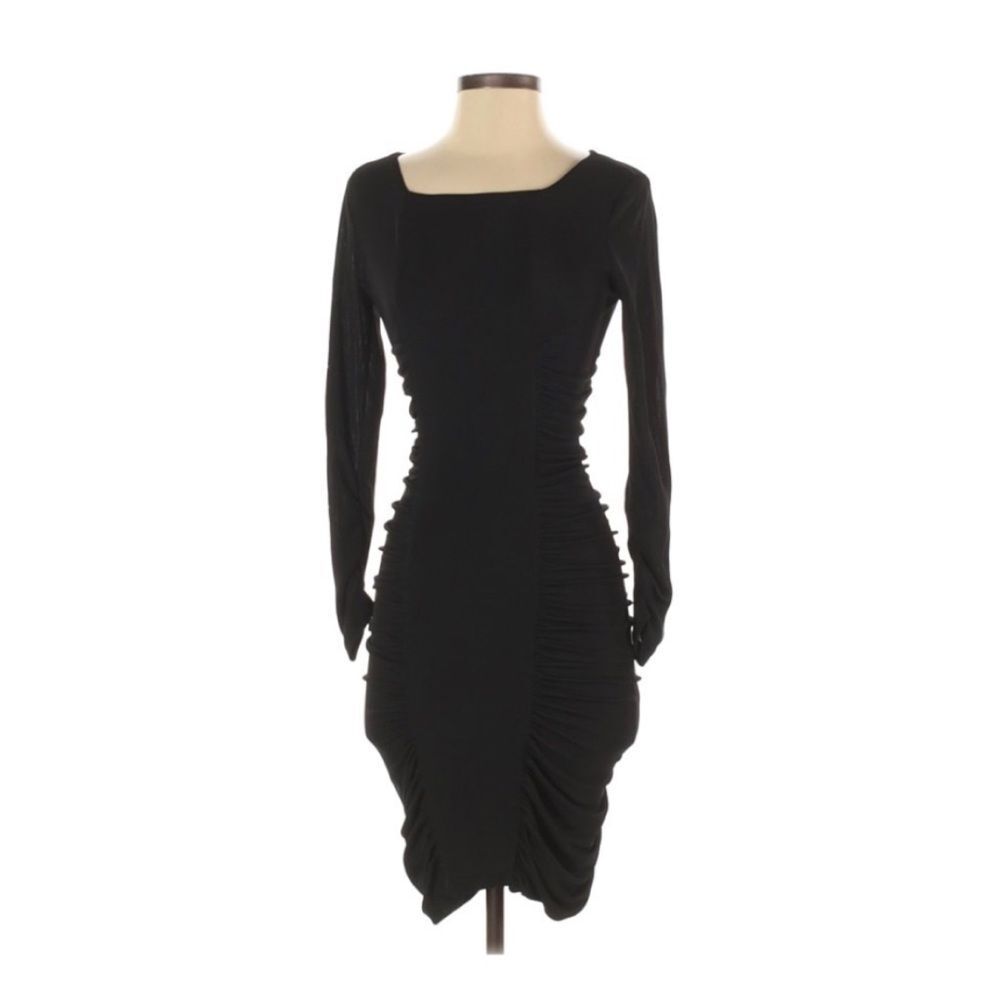 BCBGMAXAZRIA Women's Black Long Sleeve Cocktail Dress Size S
